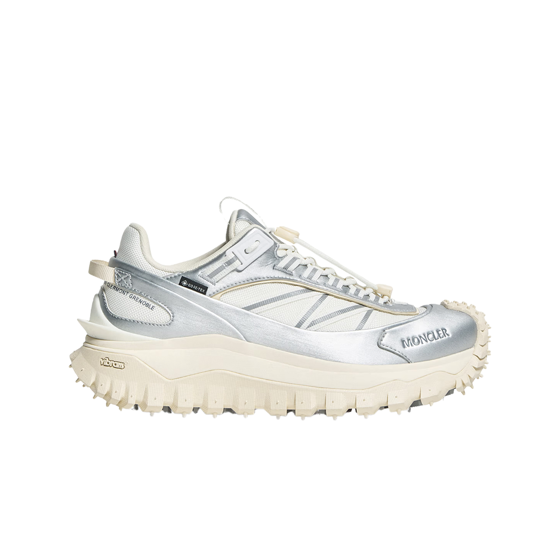 K2-09B-4M00130-M7184-M90 (W) Moncler Trailgrip GTX Leather Trainers Silver - 25FW