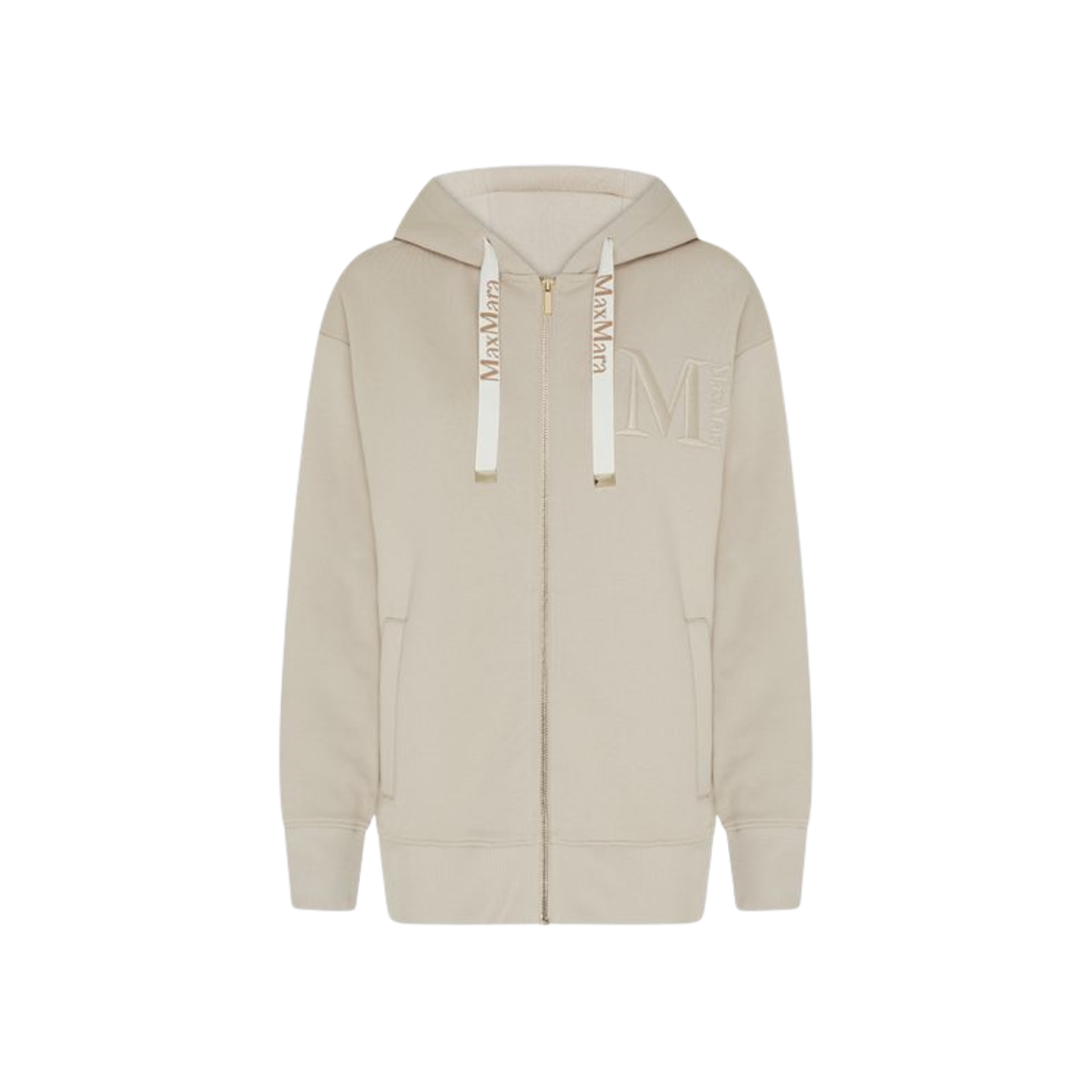 PECOS (W) S Max Mara Pecos Jersey Zip Up Hooded Sweatshirt Beige