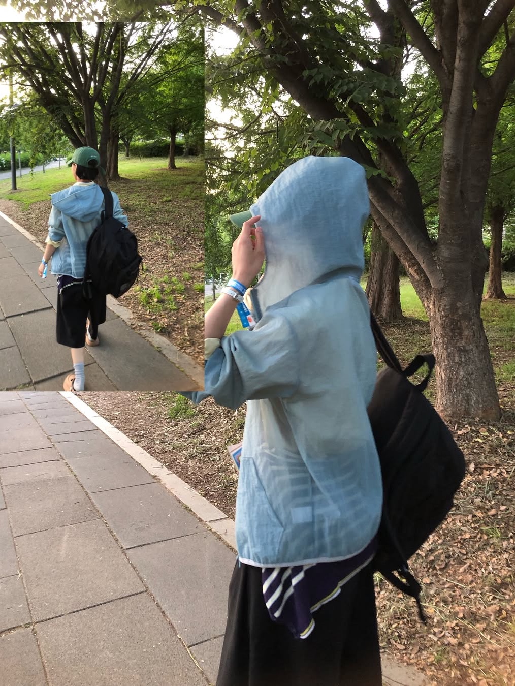 SLOW RECORD HOUSE Unisex Mesh Lightweight Jacket Skyblue 착용 스타일 - 3