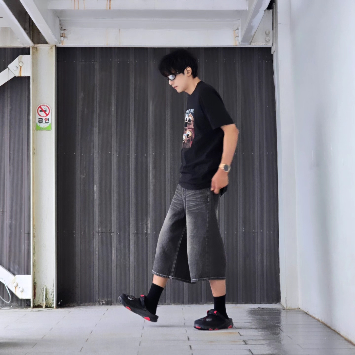 Supreme Rowlf T-Shirt Black - 24SS, Samsung Galaxy Watch6 44mm LTE Silver (Korean Ver.) 착용 스타일 - 2