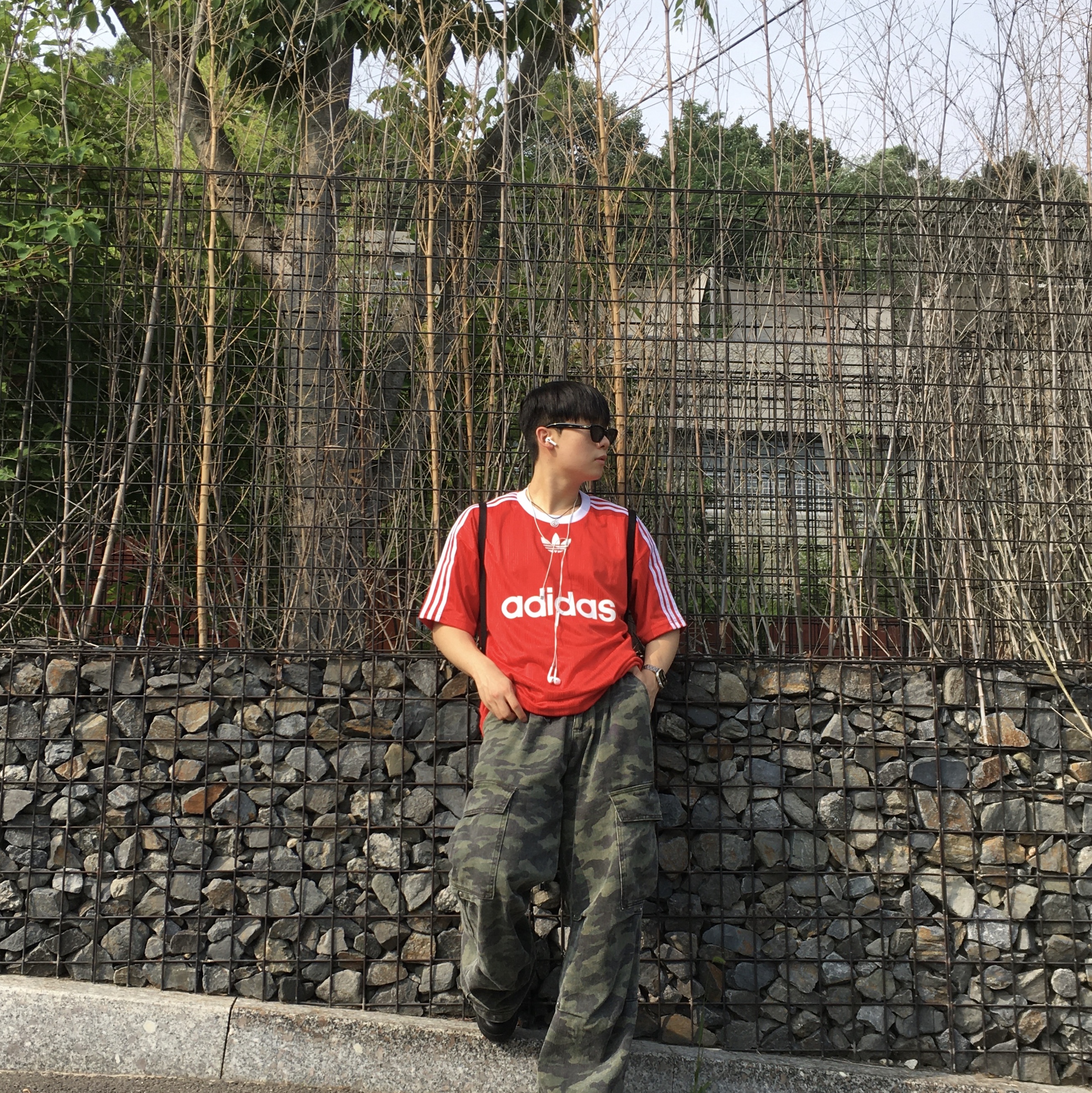 Adidas Adicolor T-Shirt Better Scarlet White - KR Sizing 착용 스타일 - 3