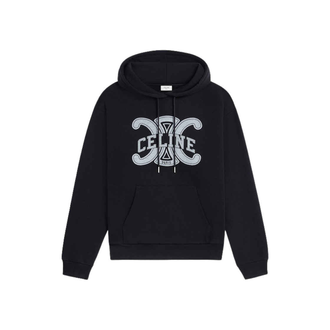 셀린느 코튼 플리스 루즈 후드 블랙 화이트(Celine Loose Hoodie in Cotton Fleece Black White)