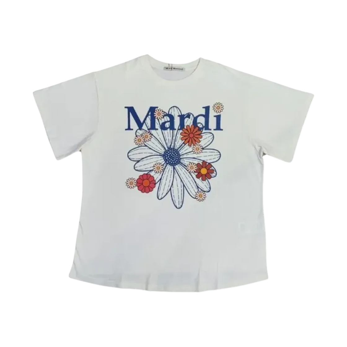 (W) 마르디 메크르디 플라워마르디 블라썸 티셔츠 크림 빈티지 블루((W) Mardi Mercredi Flowermardi Blossom T-Shirt Cream Vintage Blue)