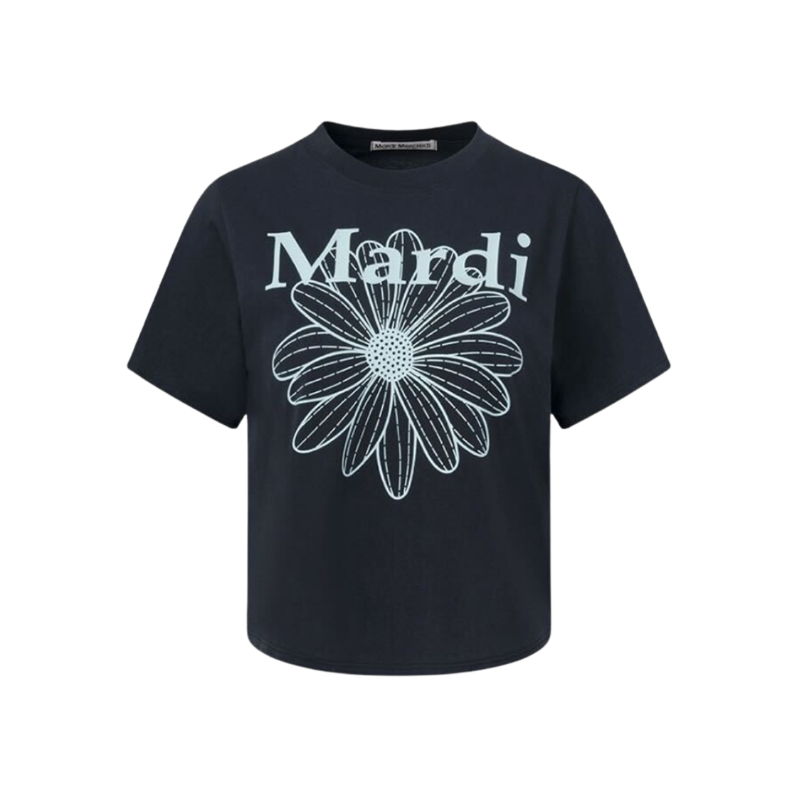 (W) 마르디 메크르디 플라워마르디 슬림 티셔츠 블랙 민트((W) Mardi Mercredi Flowermardi Slim T-Shirt Black Mint)