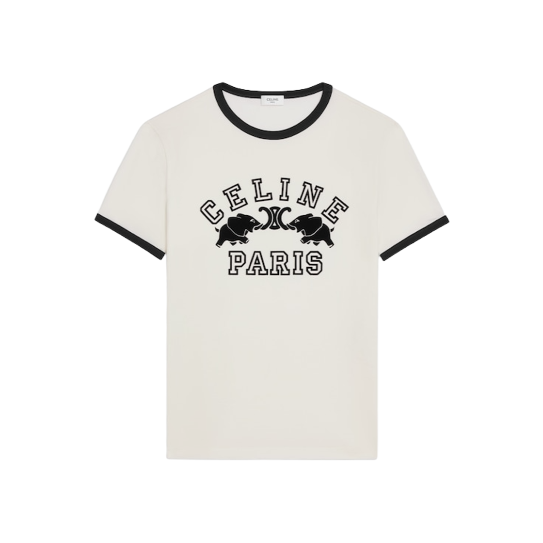 셀린느 코튼 저지 레귤러 티셔츠 오프 화이트 블랙(Celine Regular T-Shirt in Cotton Jersey Off White Black)