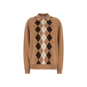 (W) Miu Miu Cashmere Polo Shirt Camel Brown