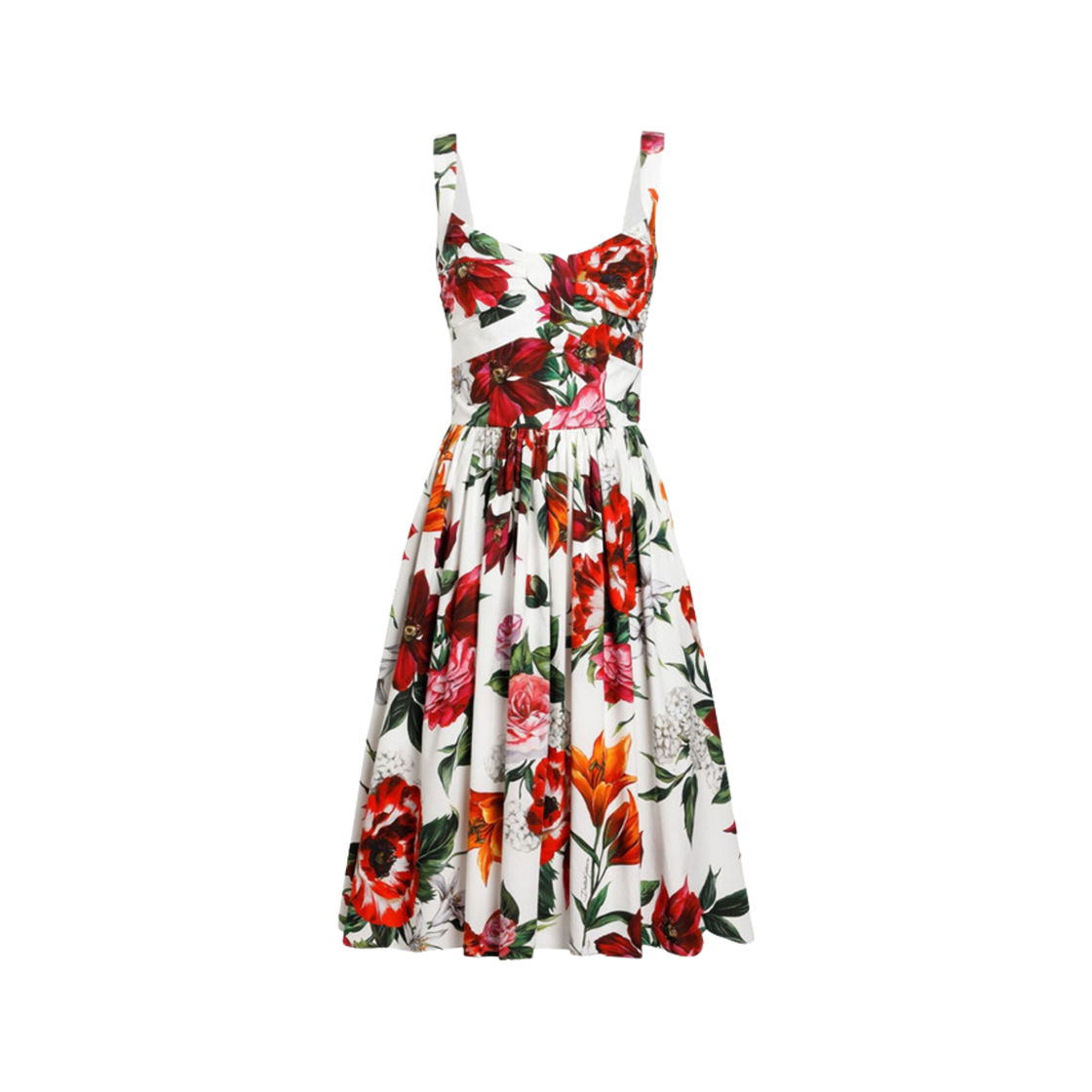 F6TVJTHS5TQHA5PB (W) Dolce & Gabbana Flower Print Poplin Dress Multicolor
