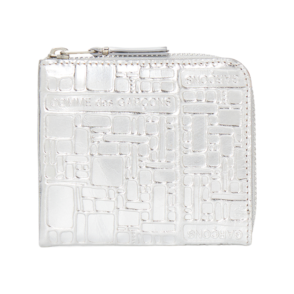 SA3100EG Comme des Garcons Embossed Mini Short Wallet Silver