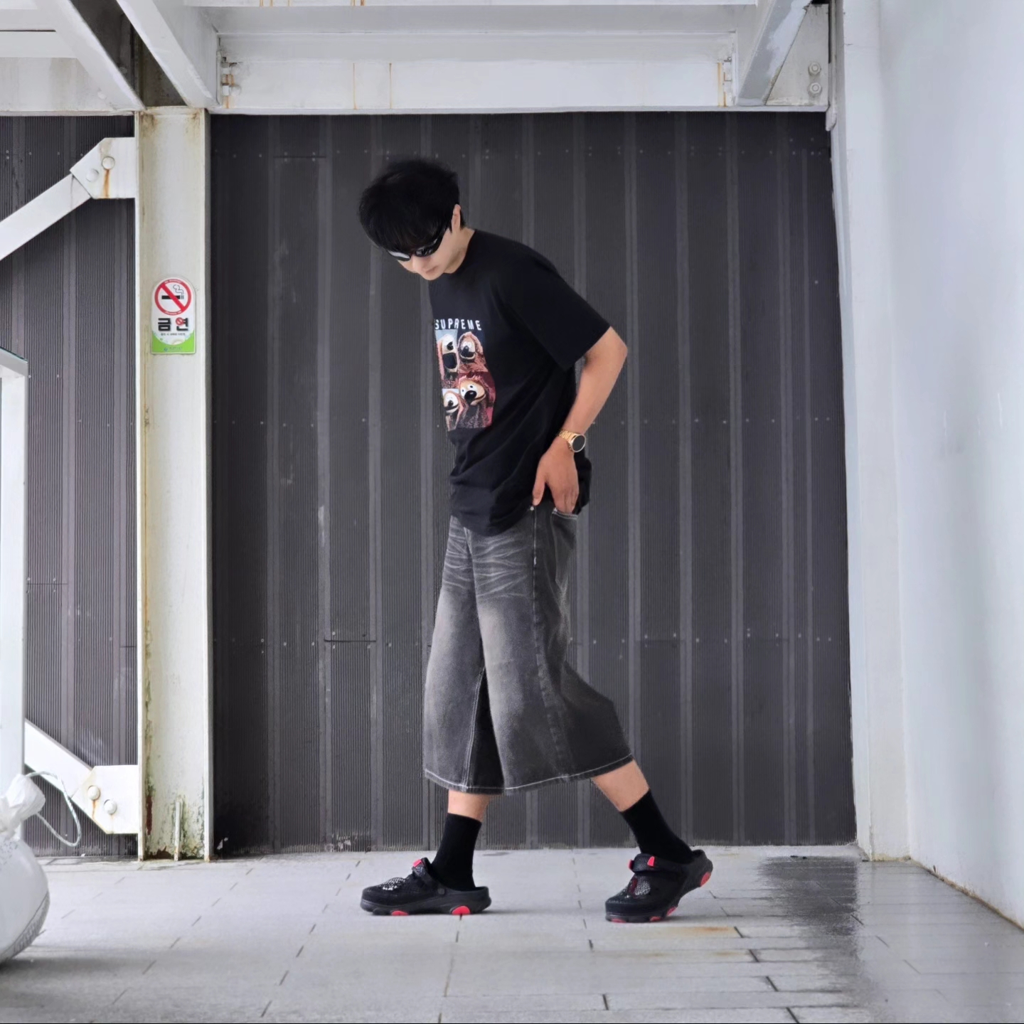 Supreme Rowlf T-Shirt Black - 24SS, Samsung Galaxy Watch6 44mm LTE Silver (Korean Ver.) 착용 스타일 - 5