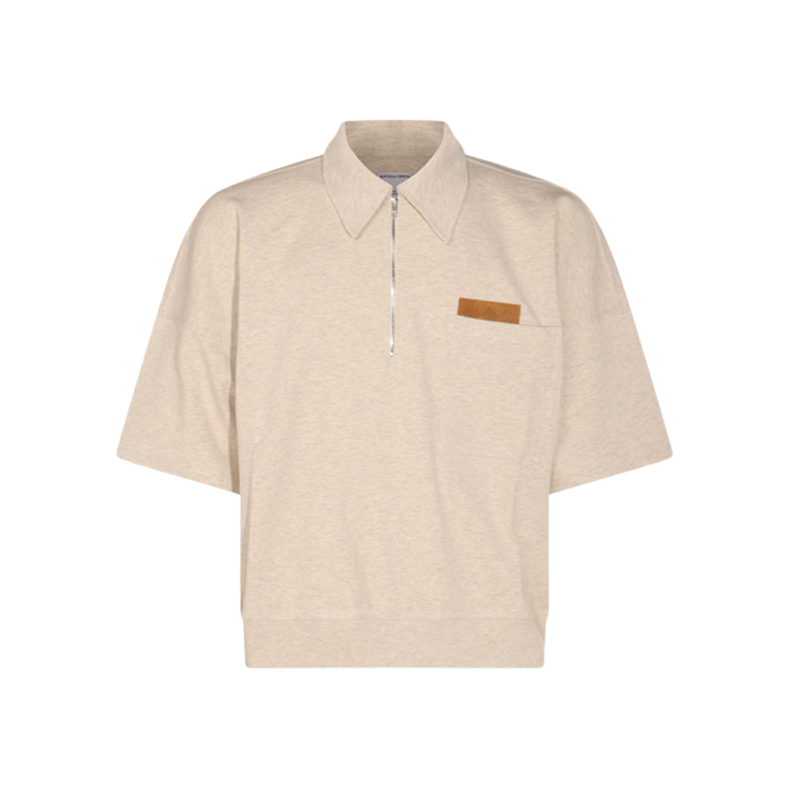 834340V5OA09781 Bottega Veneta Double Cotton Polo T-Shirt Sea Salt Melange