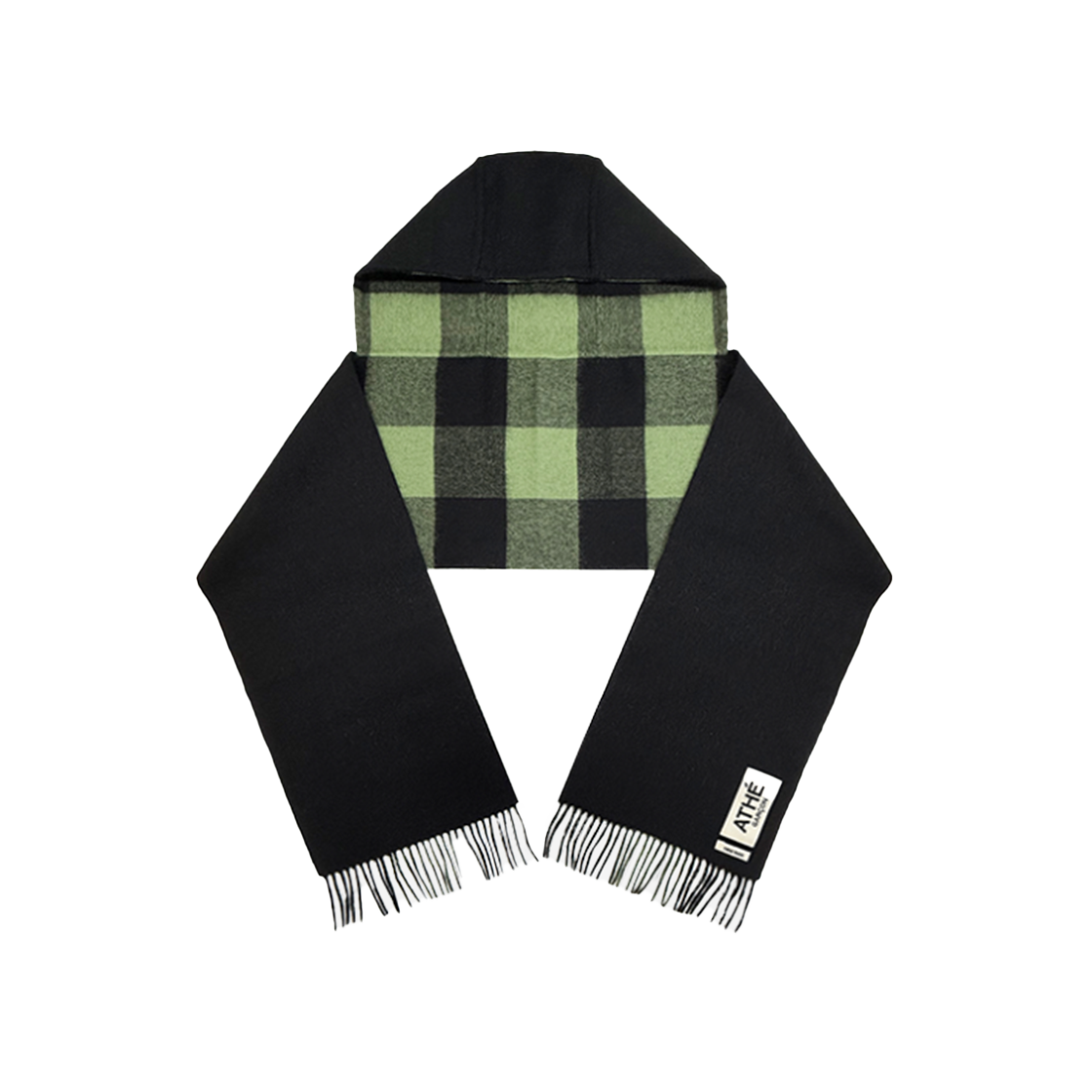 AAMU4F550BK_1 Athe garcon Reversible Wool Hooded Muffler Black