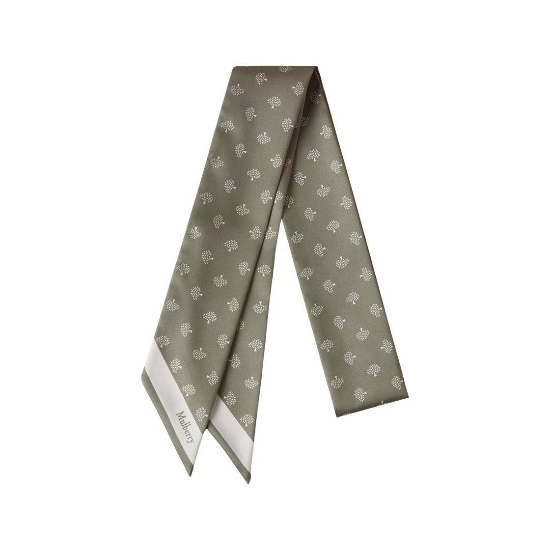 (W) 멀버리 리사이클드 폴리에스터 스키니 스카프 리넨 그린((W) Mulberry Recycled Polyester Skinny Scarf Linen Green)