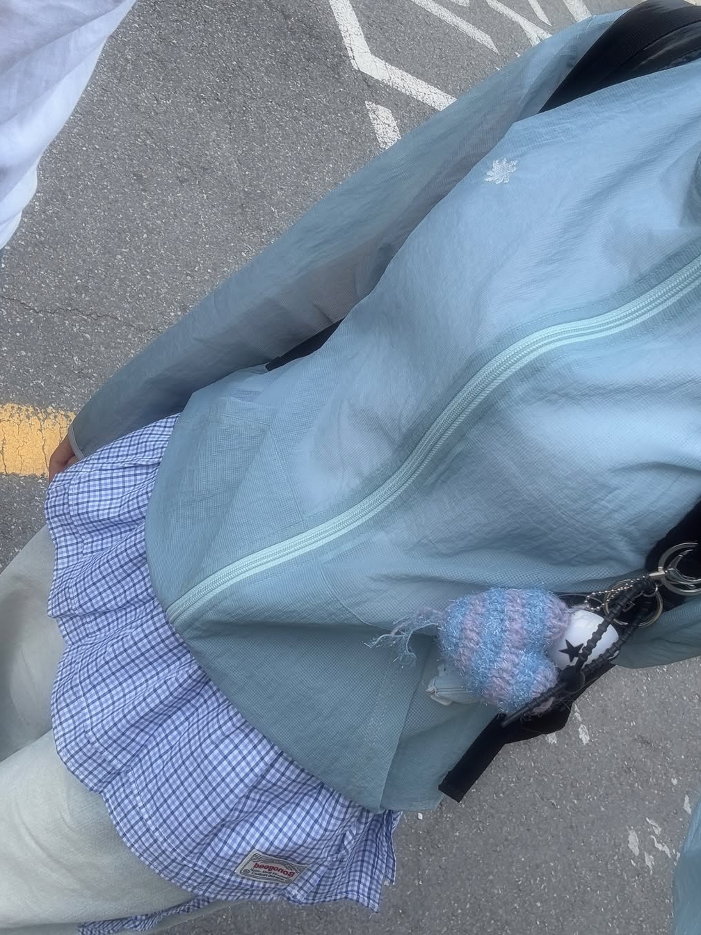 SLOW RECORD HOUSE Unisex Mesh Lightweight Jacket Skyblue 착용 스타일 - 6