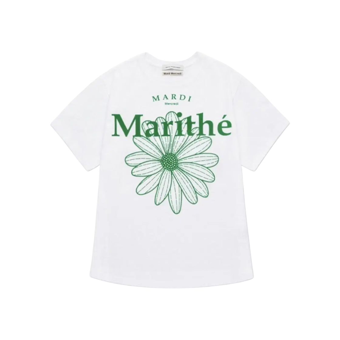 (W) 마르디 메크르디 X 마리떼 그래픽 티셔츠 화이트((W) Mardi Mercredi X Marithe Graphic T-Shirt White)