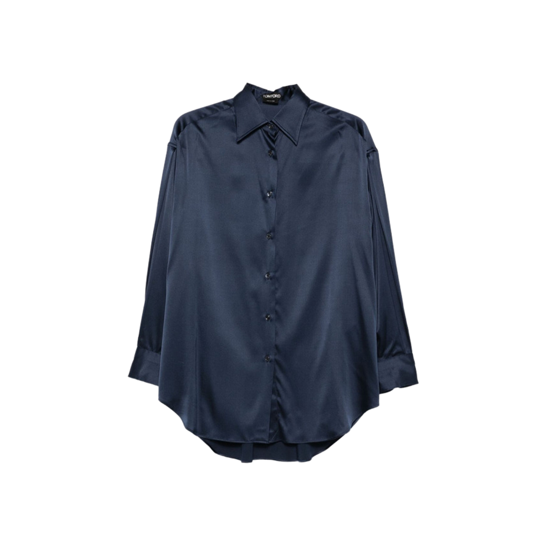 CA3211-FAX881-HB840 (W) Tom Ford Stretch Silk Satin Relaxed Fit Shirt Blue