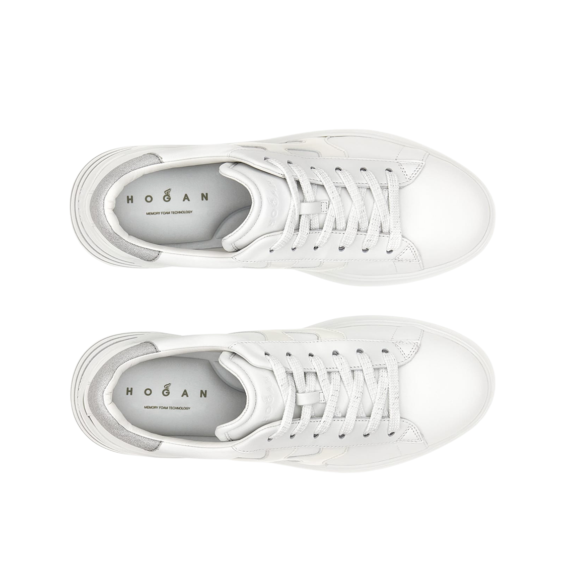 (W) 호간 레벨 스니커즈 화이트 실버((W) Hogan Rebel Sneakers White Silver) - 2