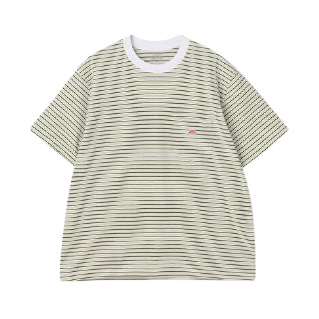 DT-C0198 Danton Stripe Short Sleeve Pocket T-Shirt Yellow Grey
