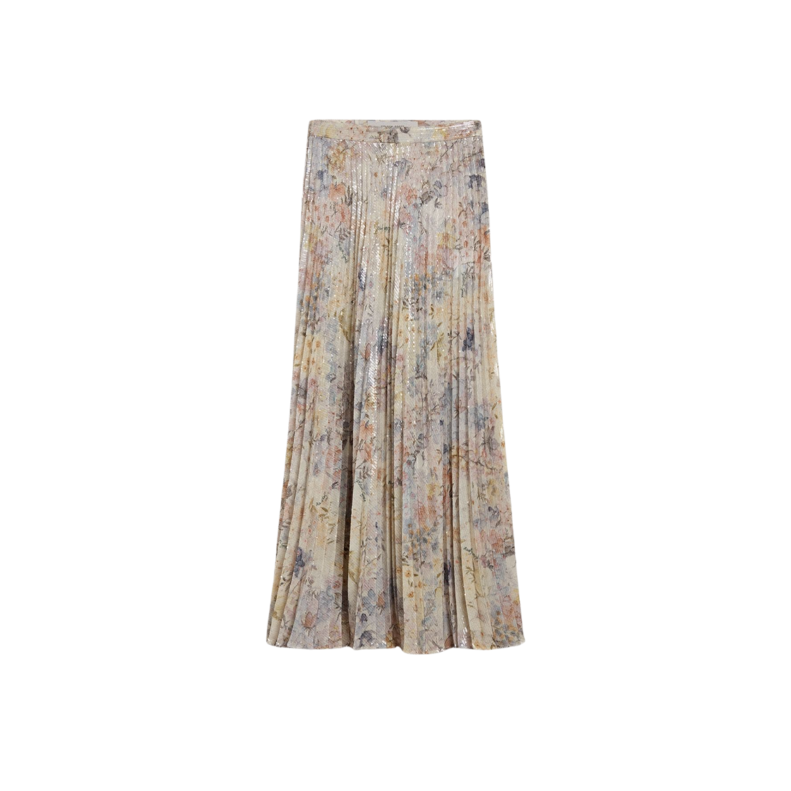 GWP02472-P002151-82973 (W) Golden Goose Floral Sequin Print Long Pleated Skirt Multicolor