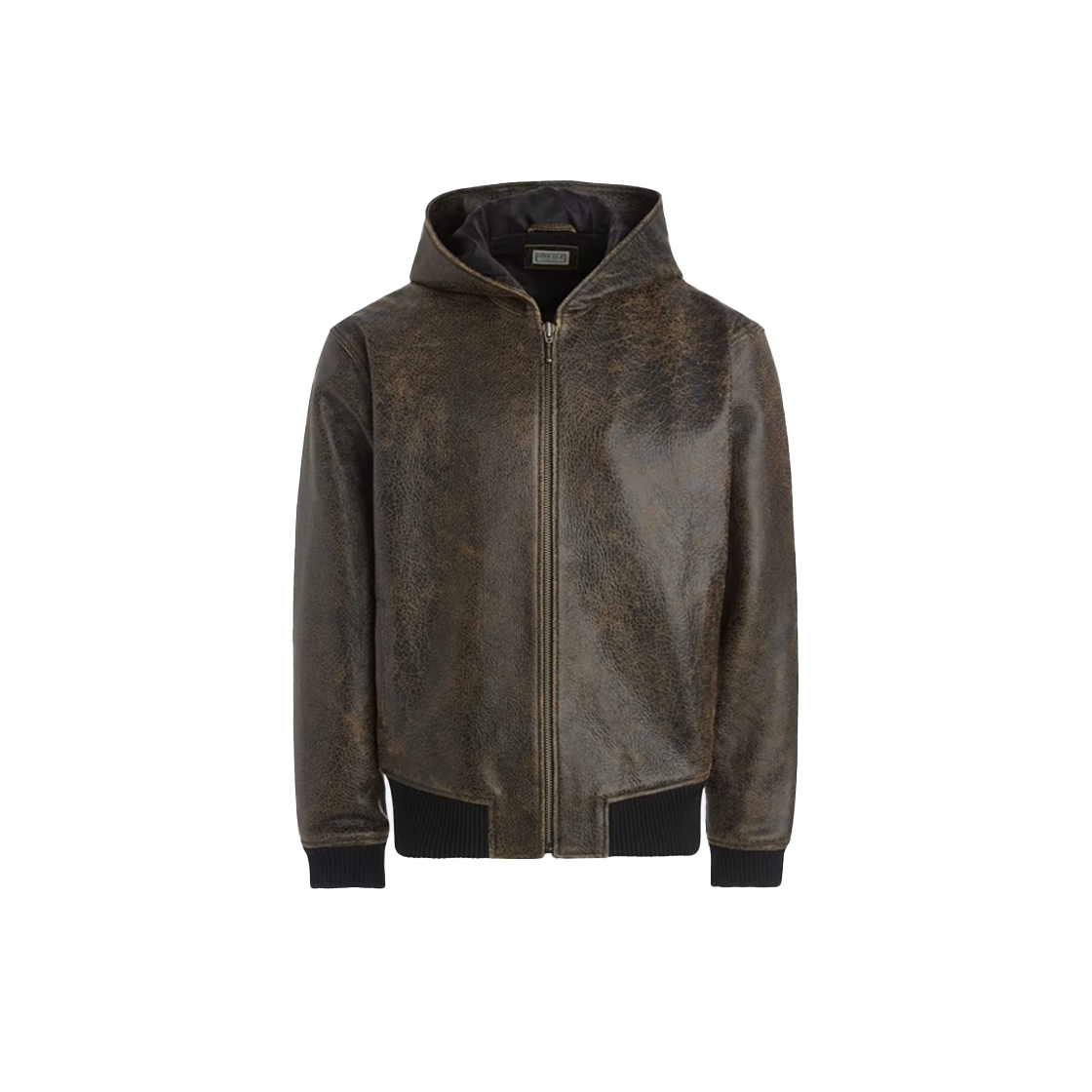 KM4DOTLGU03BR Guess USA Crackle Leather Zip Hoodie Amos Brown Multi - 24FW