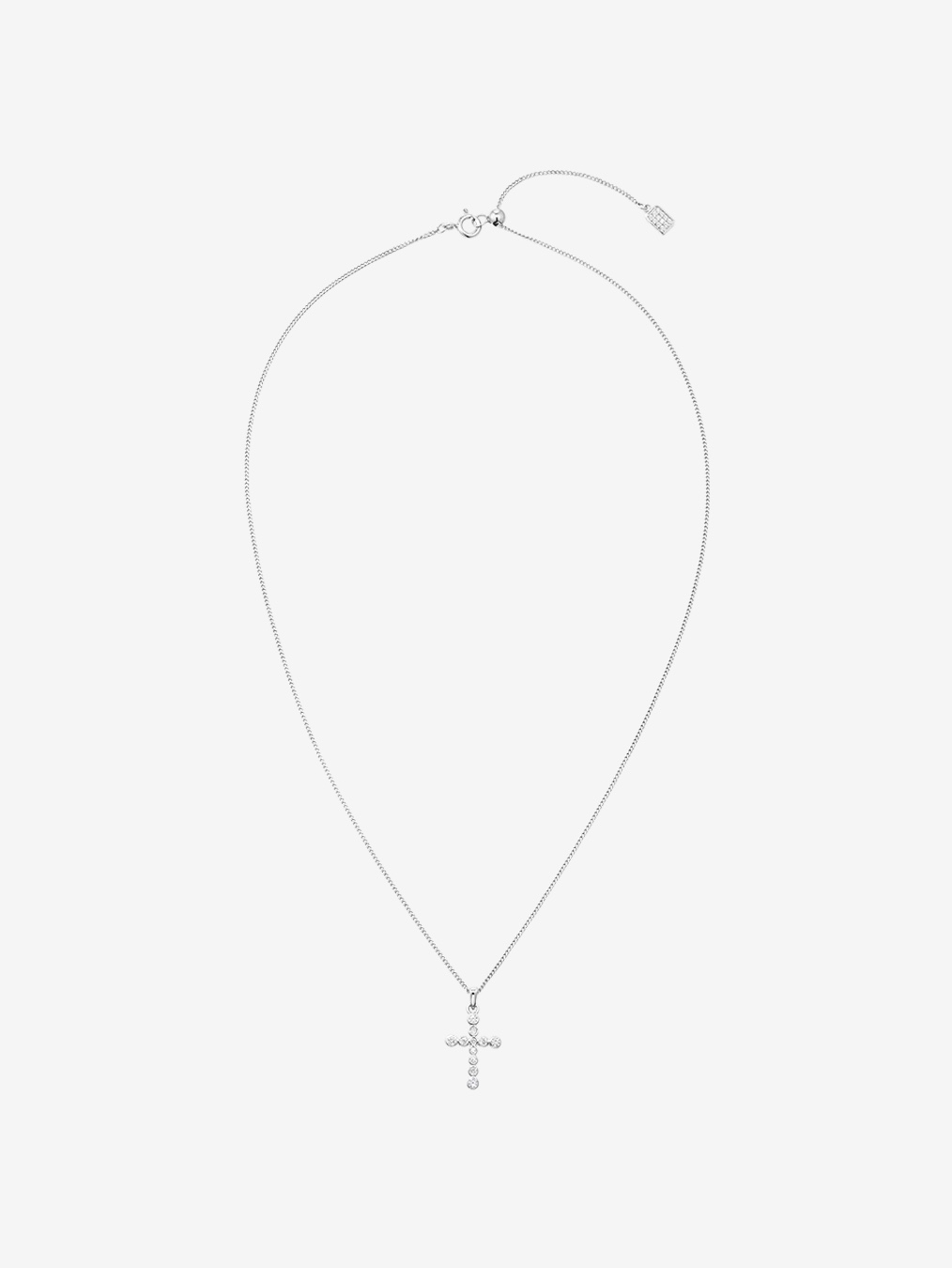 NUMBERING #3729 Round Brilliant Gradient Cross Necklace White, NUMBERING #3729 mini Gradient Cross Necklace White 착용 스타일 - 2
