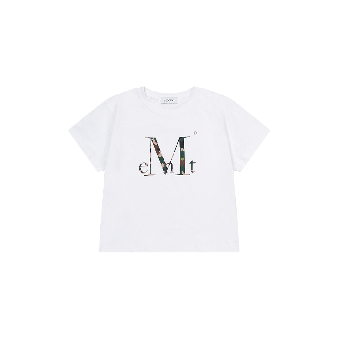 P00000YR MUCENT Bagus Camo Logo Crop Half T White