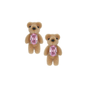 Yvmin Mini Flocked Bear Earrings Pink - 24FW