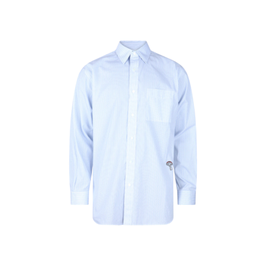 836029V5PK09006 Bottega Veneta Stripe Cotton Poplin Shirt White Blue