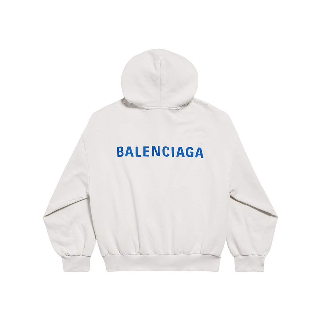 발렌시아가 백 레귤러 핏 집업 후드 더티 화이트 블루(Balenciaga Back Regular Fit Zip-Up Hoodie Dirty White Blue) - 2