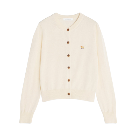 (W) Maison Kitsune Baby Fox Merino Regular Cardigan Pearl Pink