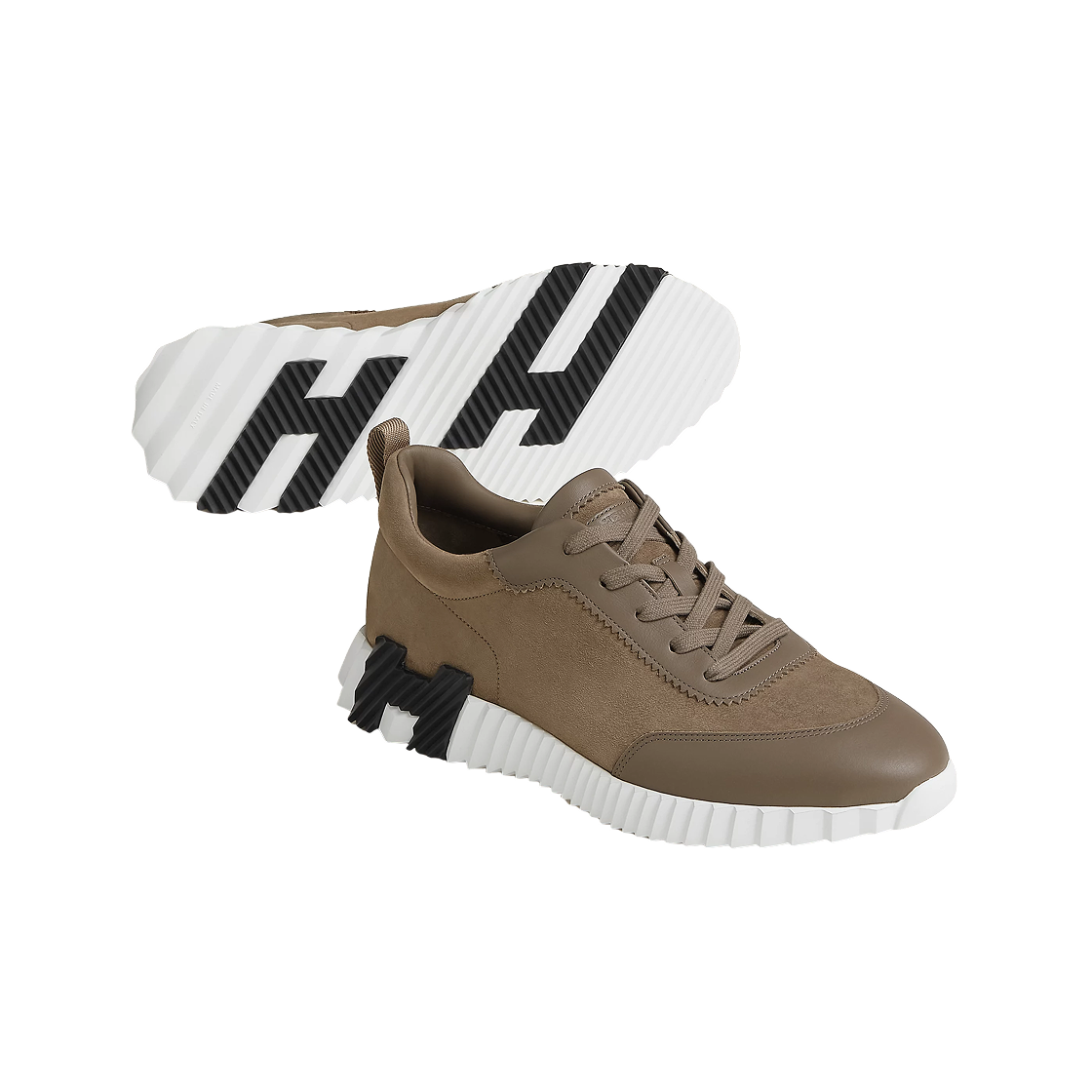 에르메스 바운싱 스니커즈 스웨이드 고트스킨 카프스킨 & 에뚜쁘(Hermes Bouncing Sneaker Suede Goatskin Calfskin & Etoupe) - 2