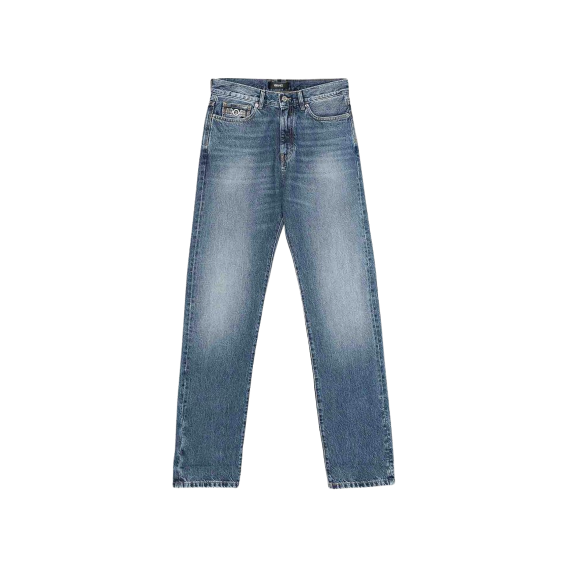 1018013-1A12886-1D800 Versace Wide Leg Long Jeans in Cotton Blue