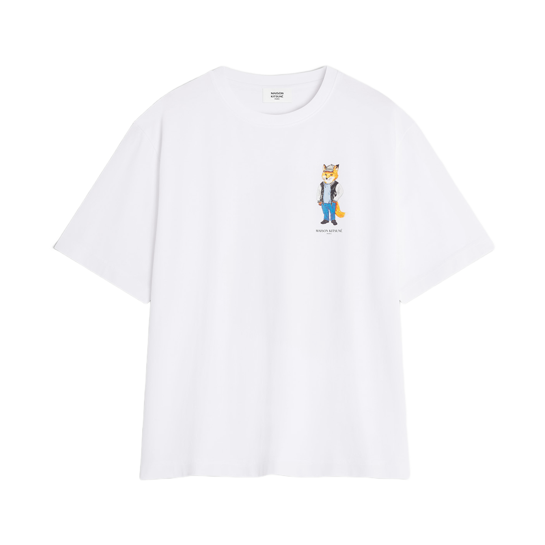 PM00120KJ0119-P100 Maison Kitsune Dressed Fox Oversize T-Shirt White
