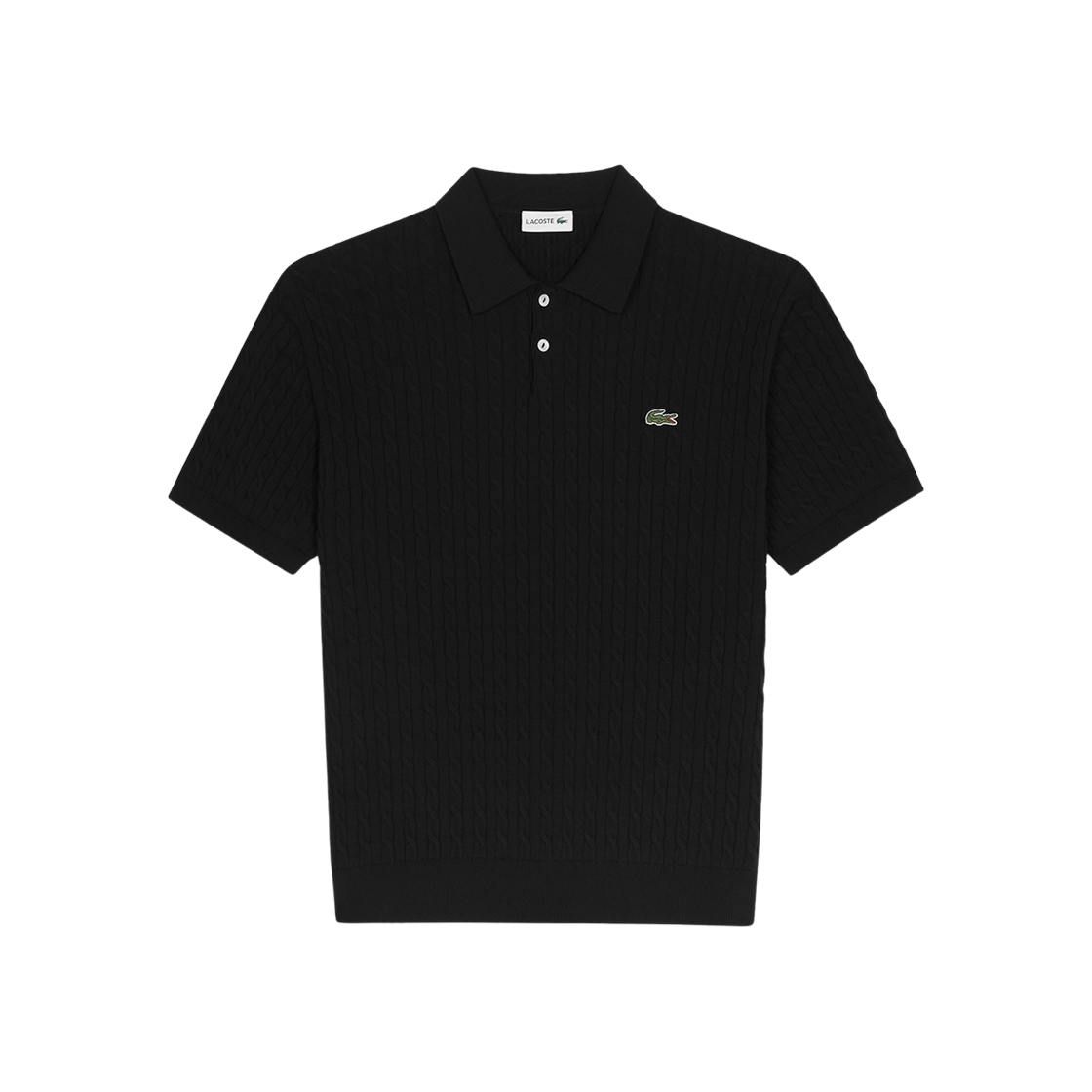 라코스테 케이블 숏슬리브 스웨터 폴로 셔츠 블랙(Lacoste Cable Short Sleeve Sweater Polo Shirt Black)