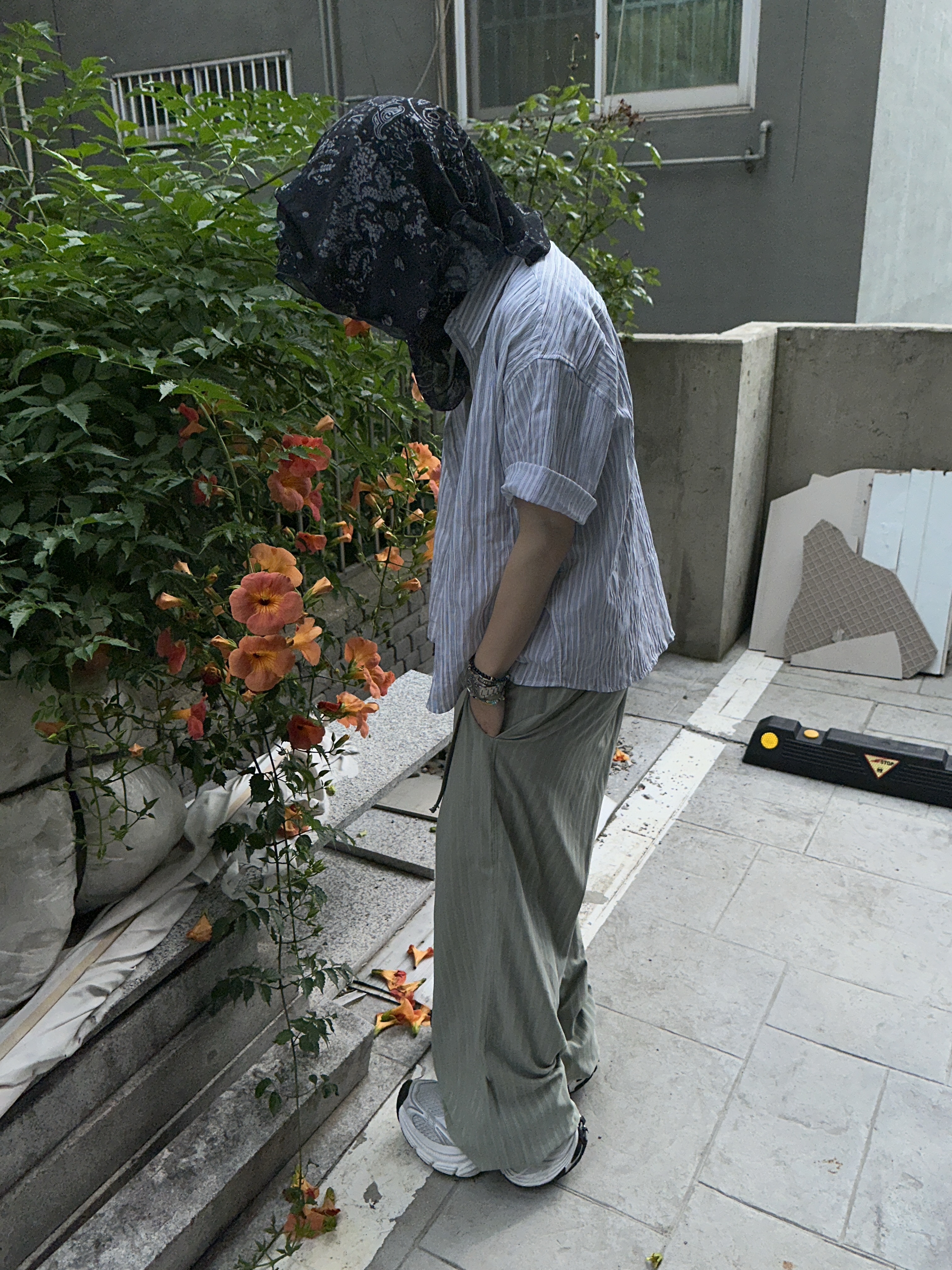 Hono Report Easy Big Rope Pants Pistachio, Hono Report Leaf Bracelet 착용 스타일 - 6
