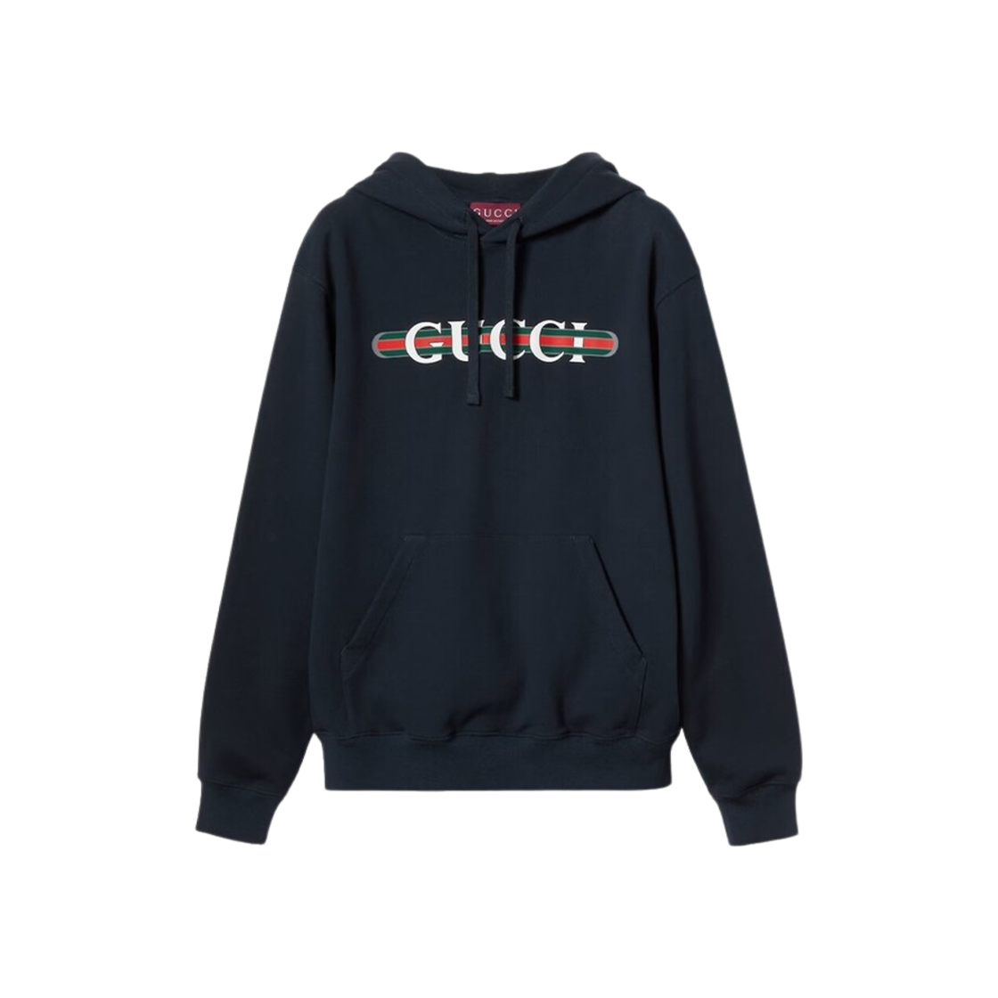 구찌 프린트 코튼 저지 후드 스웨트셔츠 네이비(Gucci Printed Cotton Jersey Hooded Sweatshirt Navy)