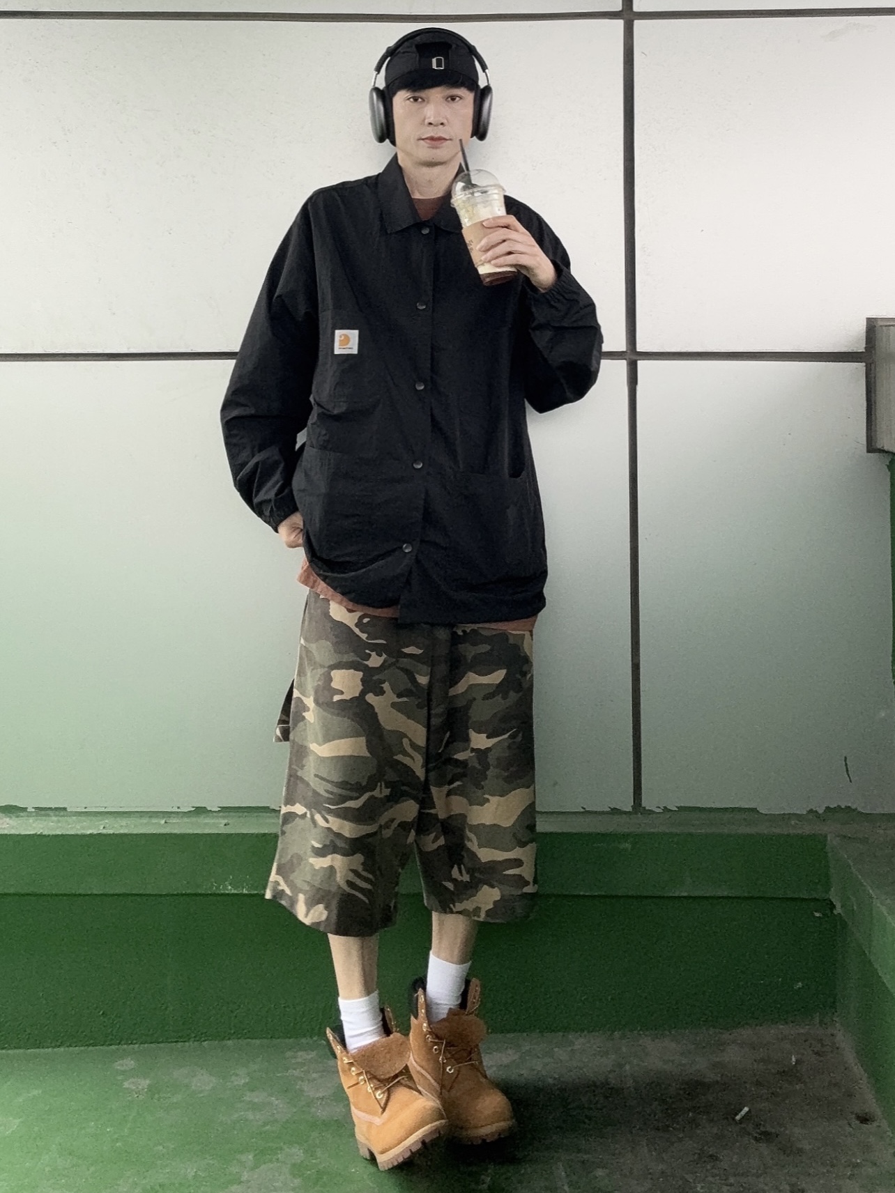 Timberland Premium 6 inch Waterproof Boot Wheat Nubuck - Medium, SLOW RECORD HOUSE Carpenter Bermuda Wide Camo Pants Vintage Green 착용 스타일 - 7