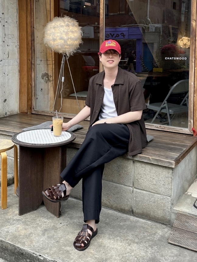 Jerusalem Sandals No.1063 Michael Slide Brown 착용 스타일 - 1