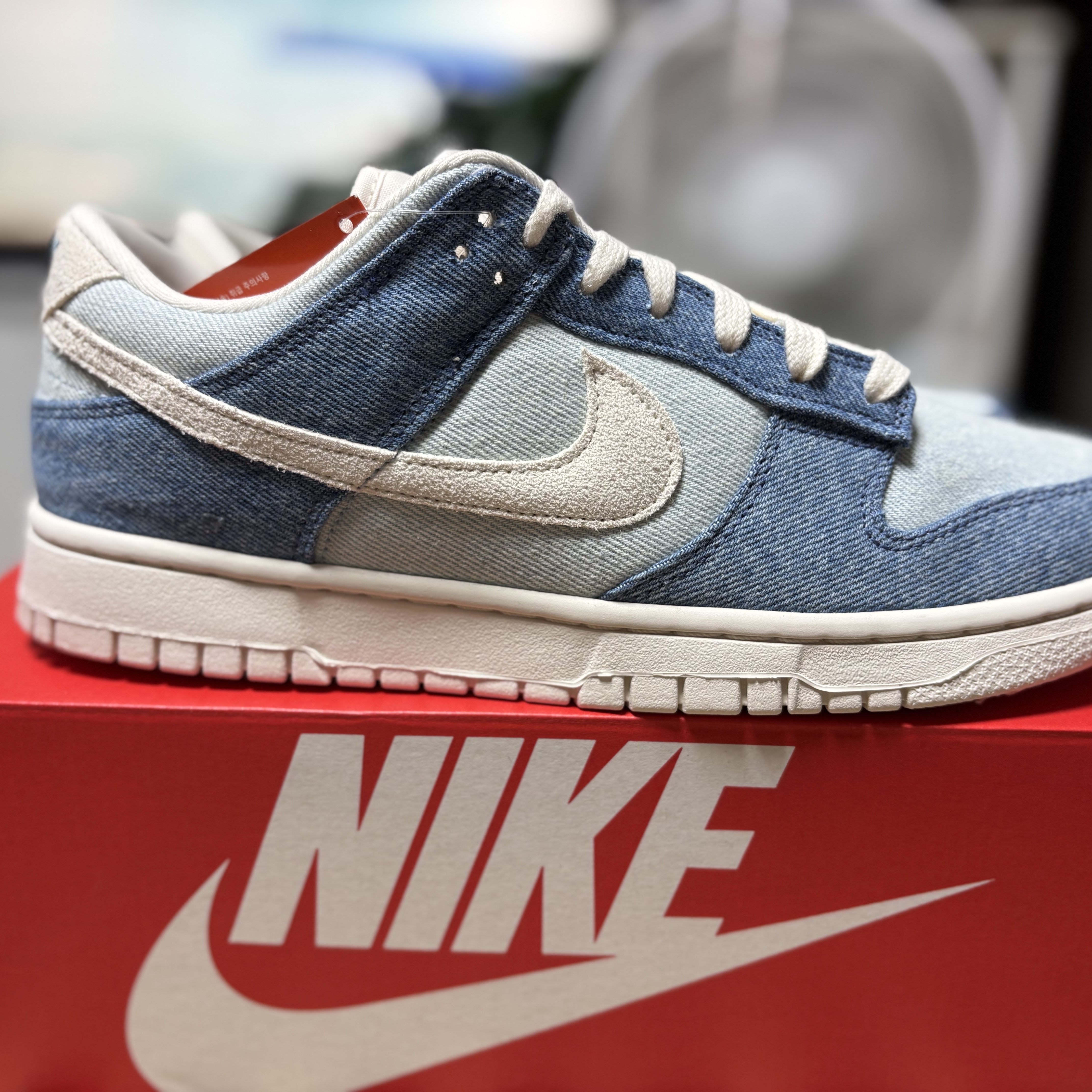 (W) Nike Dunk Low Smokey Blue Denim Turquoise 착용 스타일 - 3