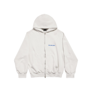 Balenciaga Back Regular Fit Zip-Up Hoodie Dirty White Blue