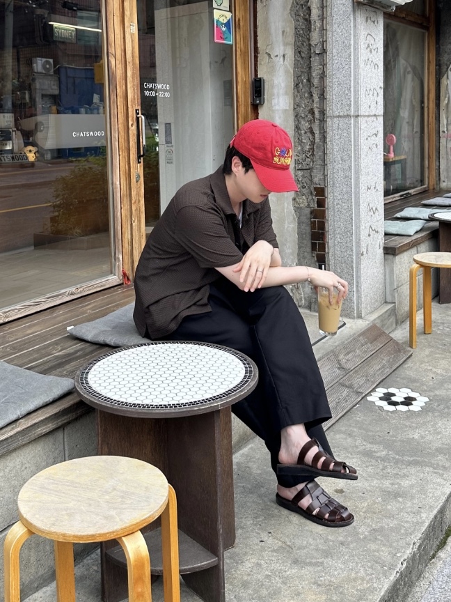 Jerusalem Sandals No.1063 Michael Slide Brown 착용 스타일 - 7