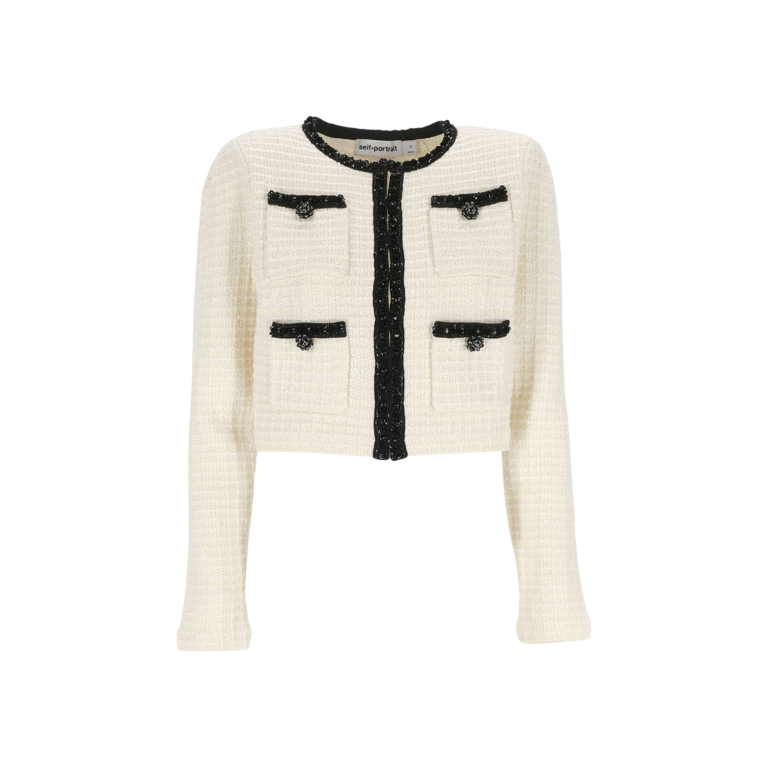 (W) 셀프 포트레이트 텍스처드 니트 가디건 크림((W) Self Portrait Textured Knit Cardigan Cream)
