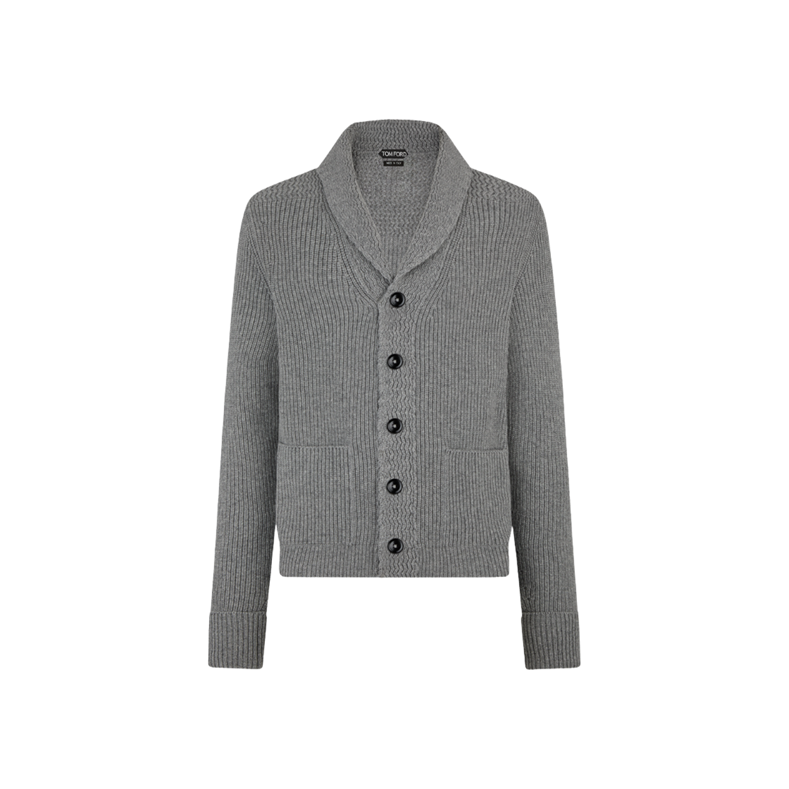 KLL003-YMK074-IG280 Tom Ford Cashmere Shawl Collar Cardigan Light Grey