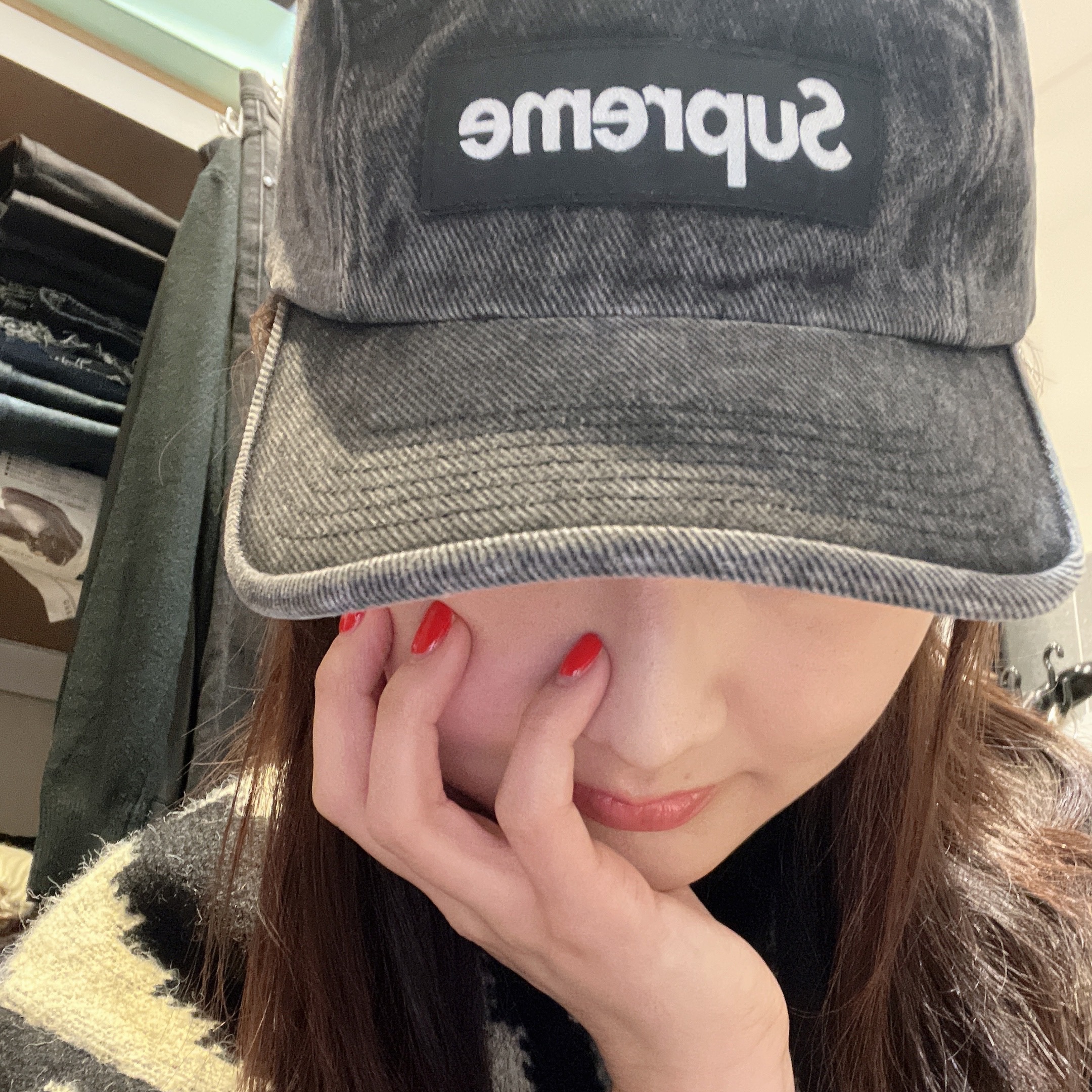 Supreme Denim Camp Cap Black - 24SS 착용 스타일 - 1