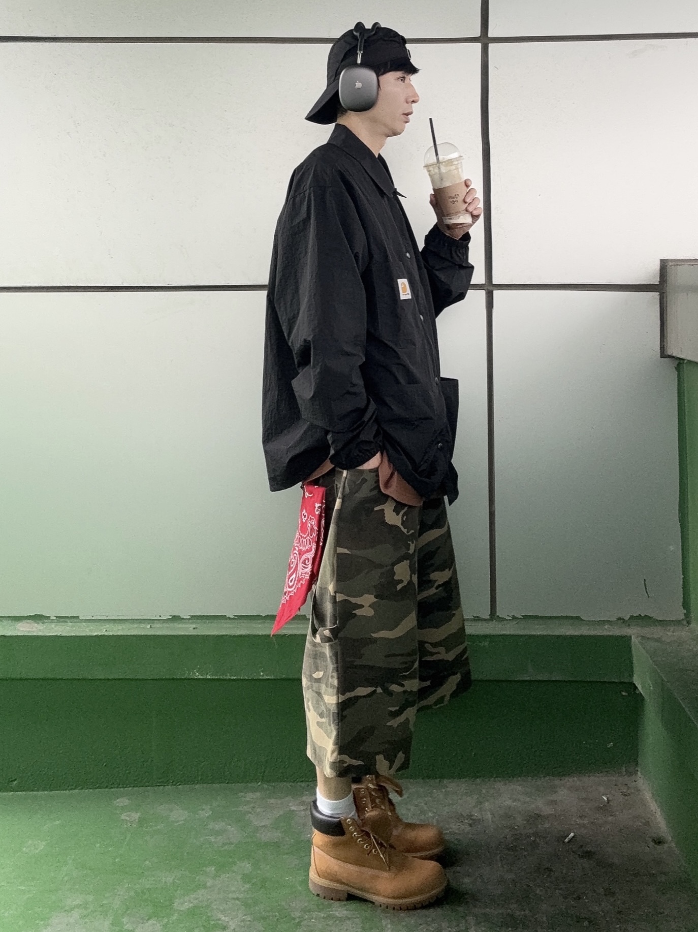 Timberland Premium 6 inch Waterproof Boot Wheat Nubuck - Medium, SLOW RECORD HOUSE Carpenter Bermuda Wide Camo Pants Vintage Green 착용 스타일 - 4