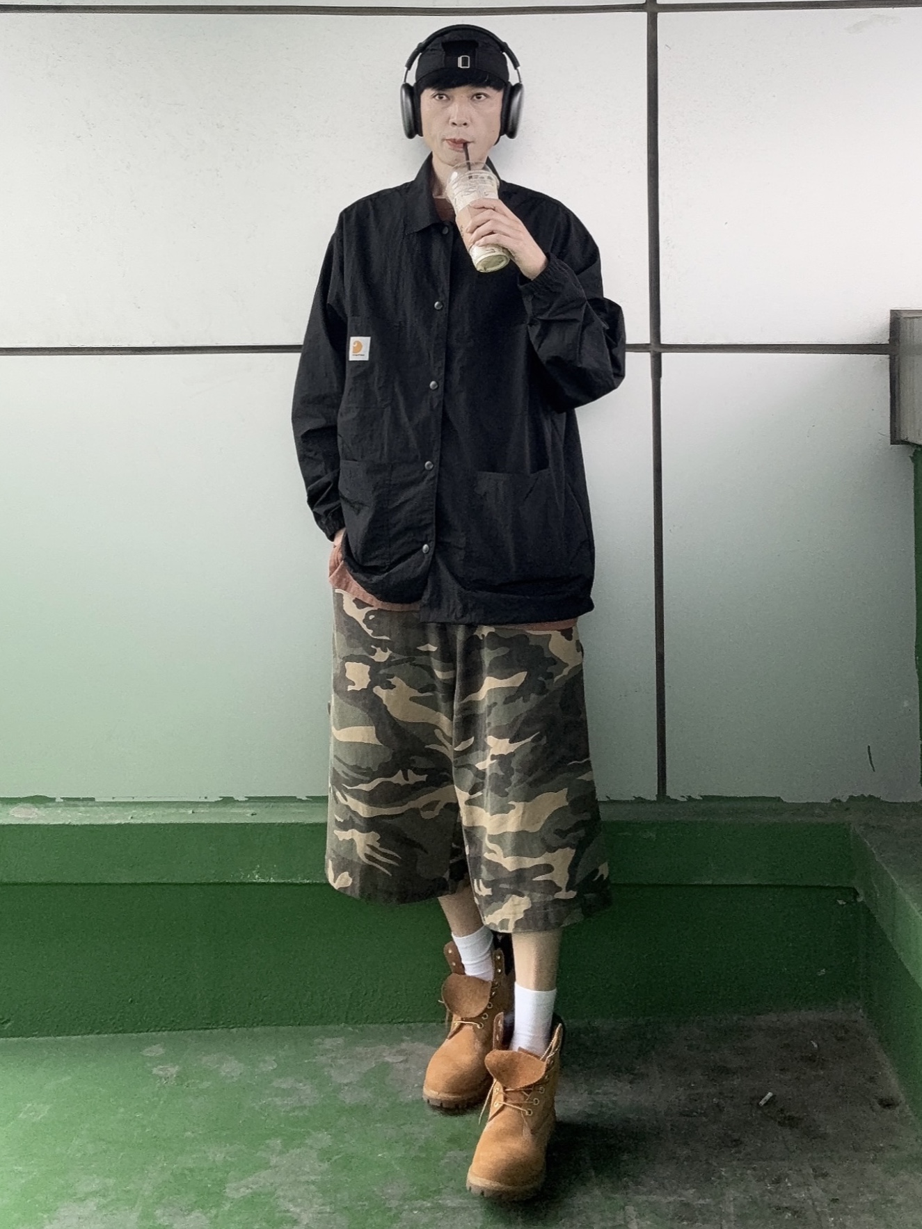 Timberland Premium 6 inch Waterproof Boot Wheat Nubuck - Medium, SLOW RECORD HOUSE Carpenter Bermuda Wide Camo Pants Vintage Green 착용 스타일 - 3