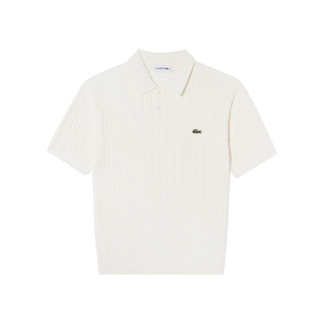 라코스테 케이블 숏슬리브 스웨터 폴로 셔츠 크림(Lacoste Cable Short Sleeve Sweater Polo Shirt Cream)