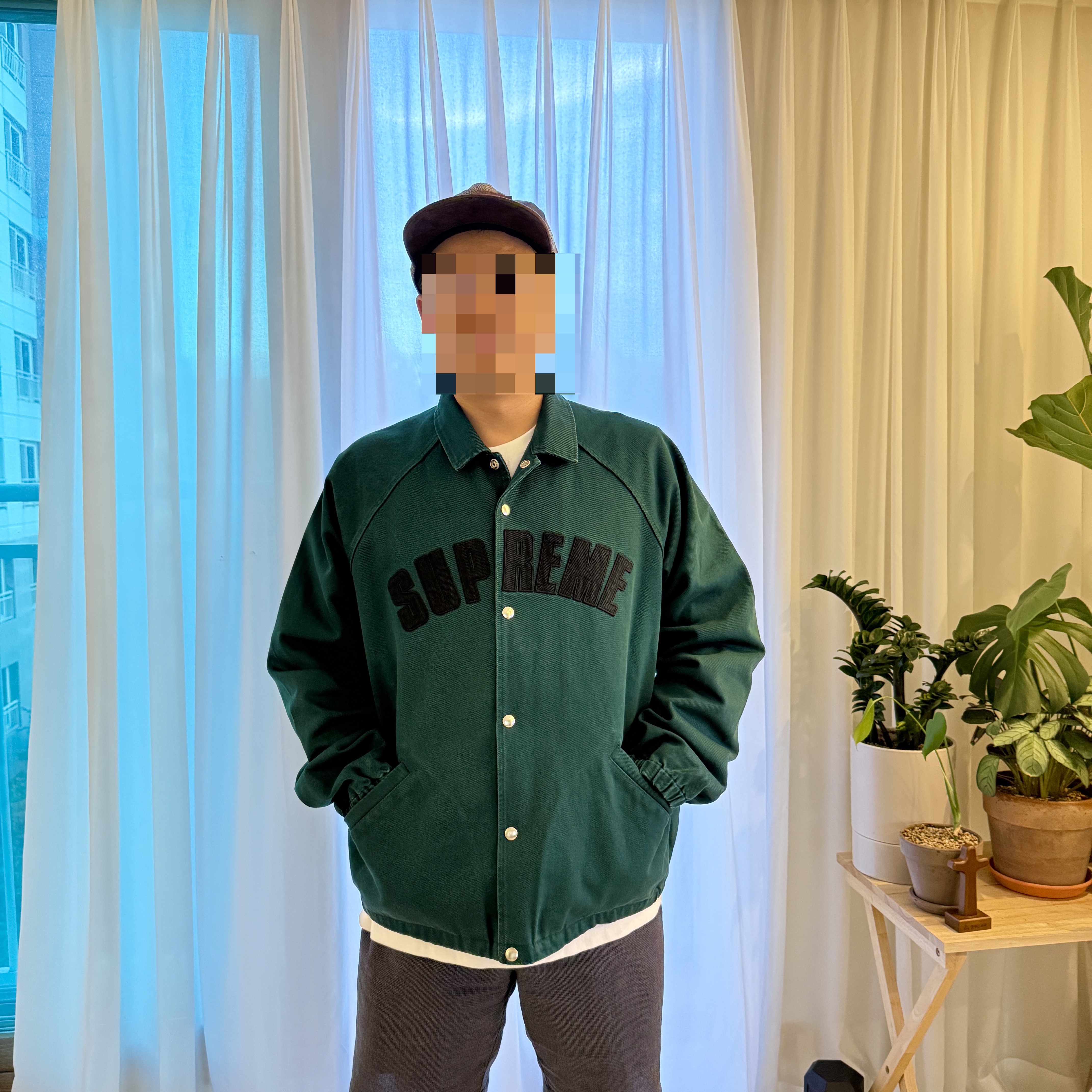Supreme Arc Denim Coaches Jacket Green - 25SS 착용 스타일 - 2