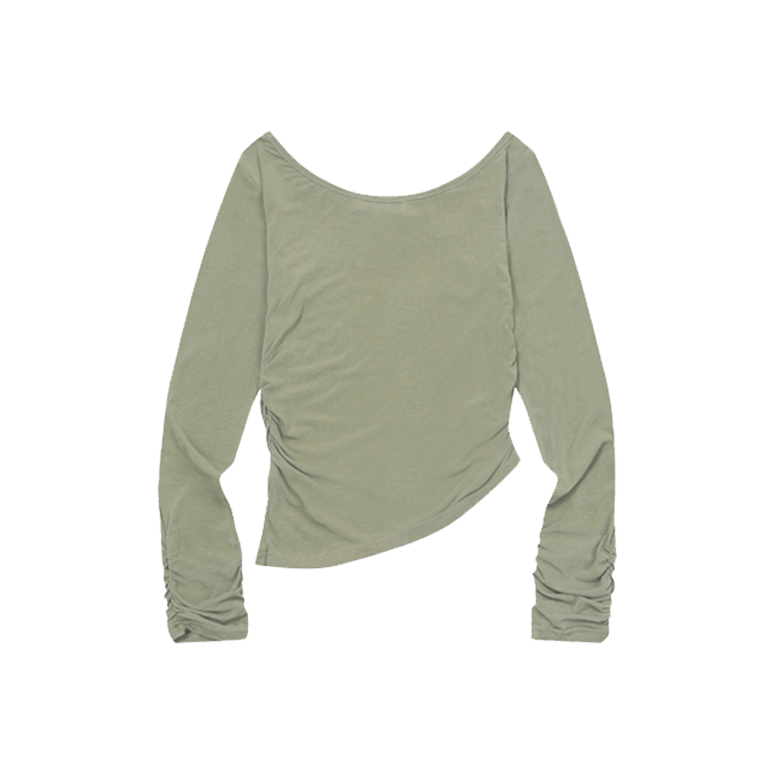 무센트 비올라 원 숄더 언발란스 셔링 티 카키(MUCENT Viola One Shoulder Unbalance Shirring T Khaki) - 2