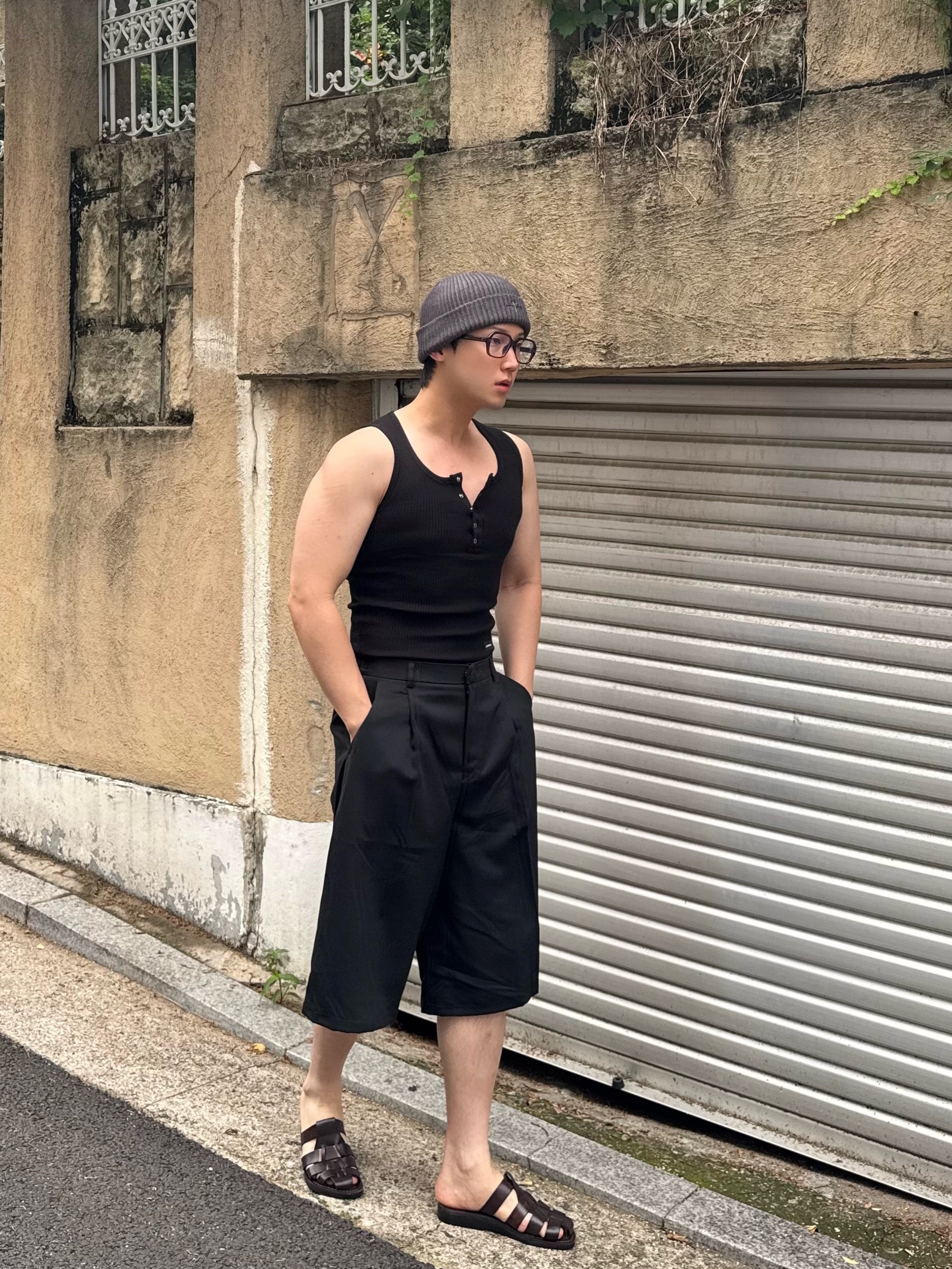 Jerusalem Sandals No.1063 Michael Slide Brown 착용 스타일 - 3