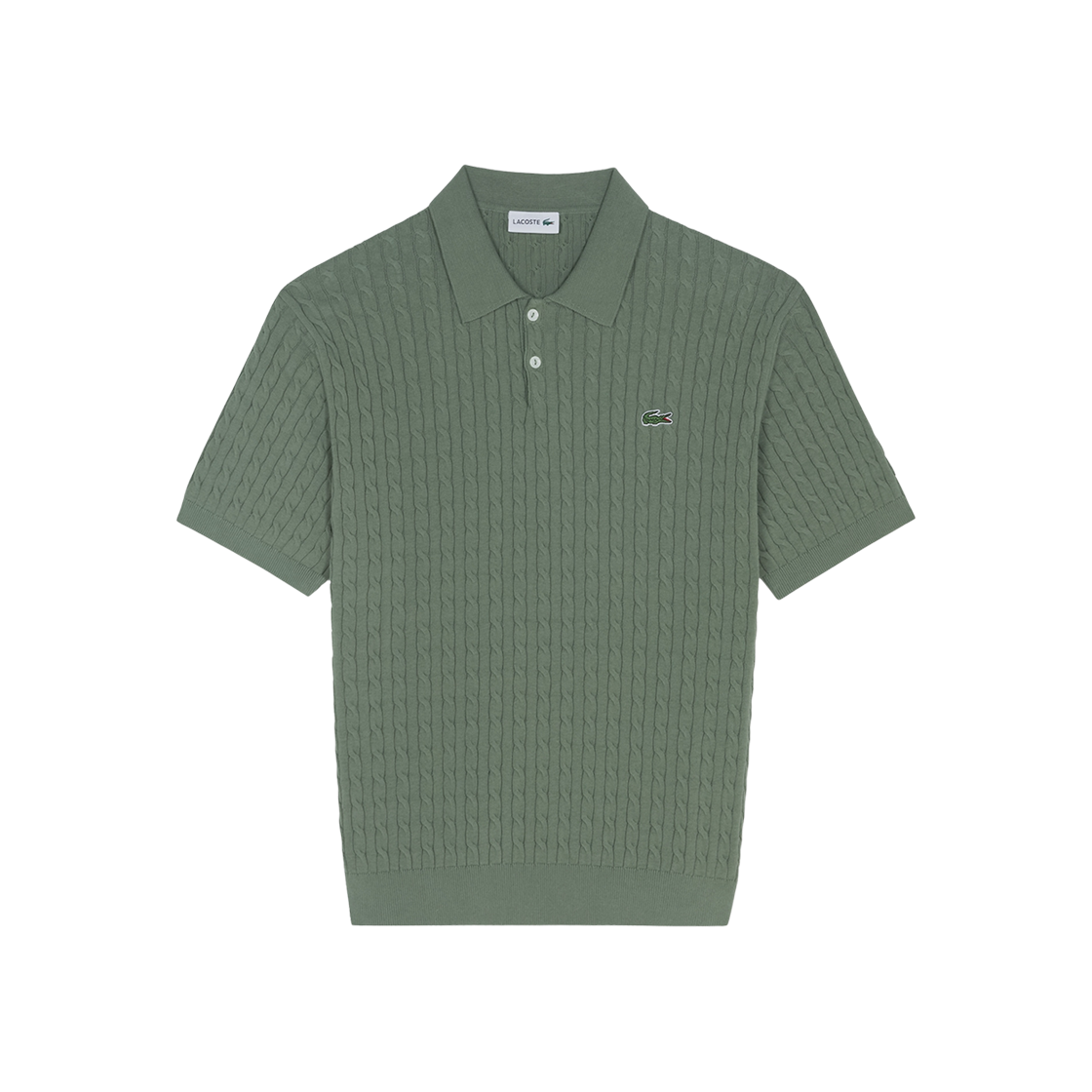 라코스테 케이블 숏슬리브 스웨터 폴로 셔츠 카키(Lacoste Cable Short Sleeve Sweater Polo Shirt Khaki)